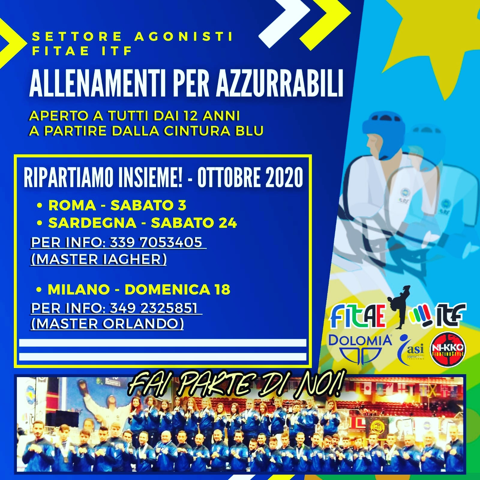 ALLENAMENTI PER AZZURRABILI<BR> CANCELLATI<BR> 3-18-24/10/2020