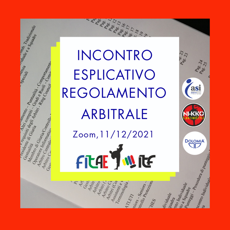 INCONTRO ESPLICATIVO<BR> REGOLAMENTO ARBITRALE<BR> Zoom, 11/12/2021